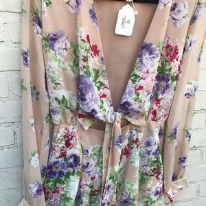 Light pink romper with tie front